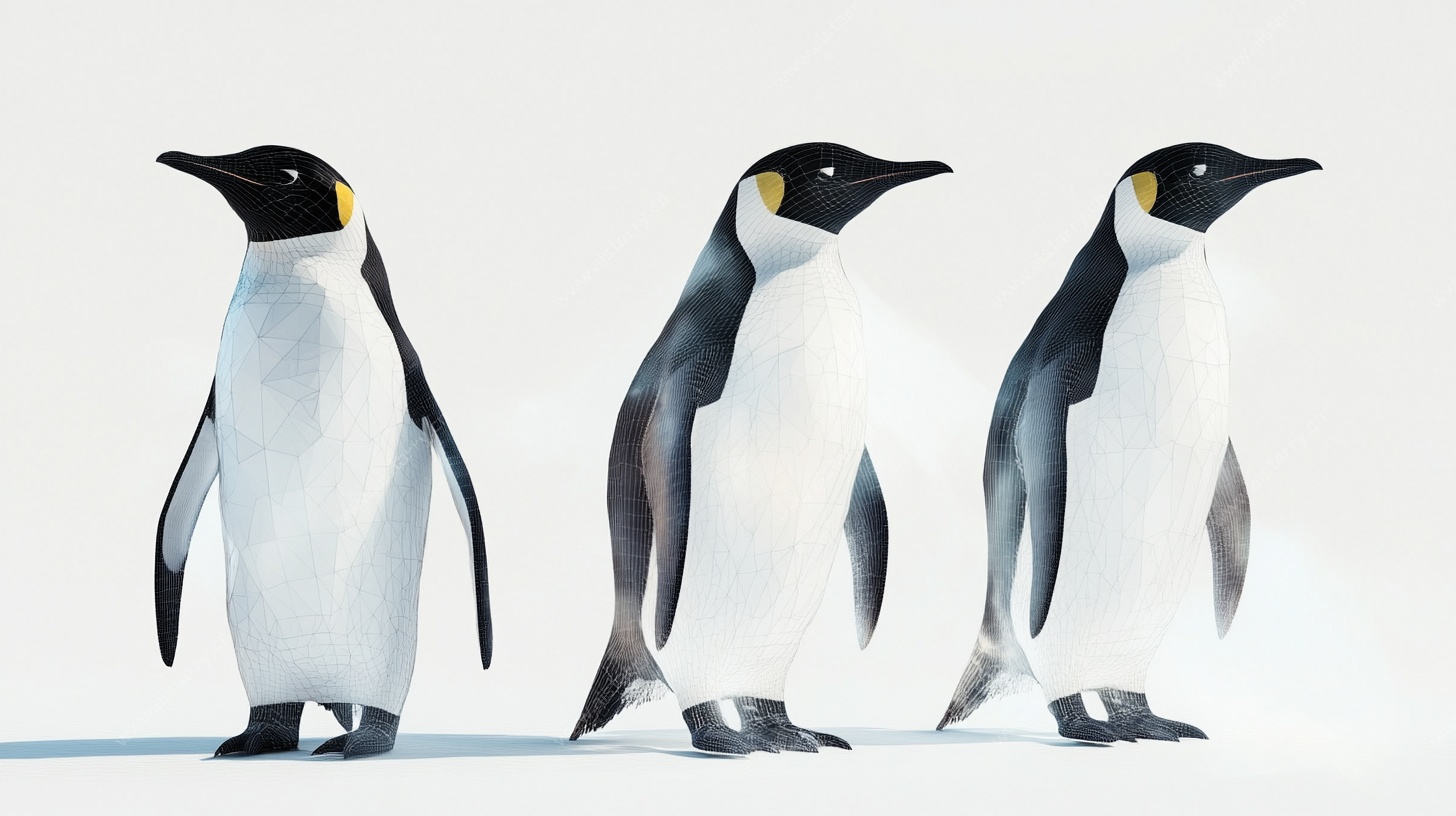 三只企鹅站立图