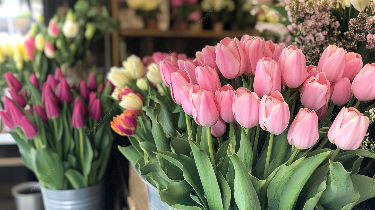 缤纷郁金香花束展示