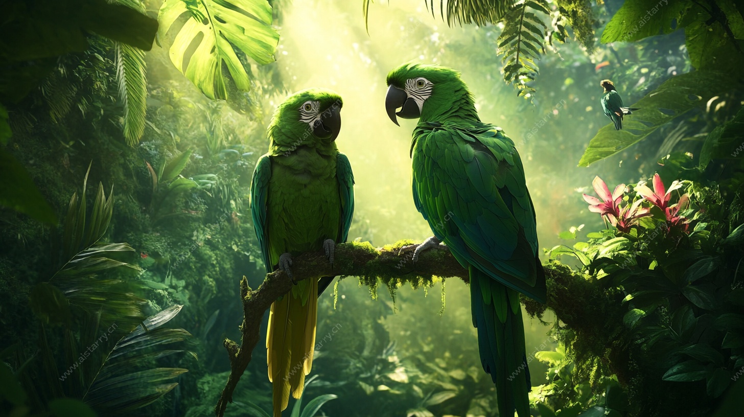 丛林中的绿鹦鹉