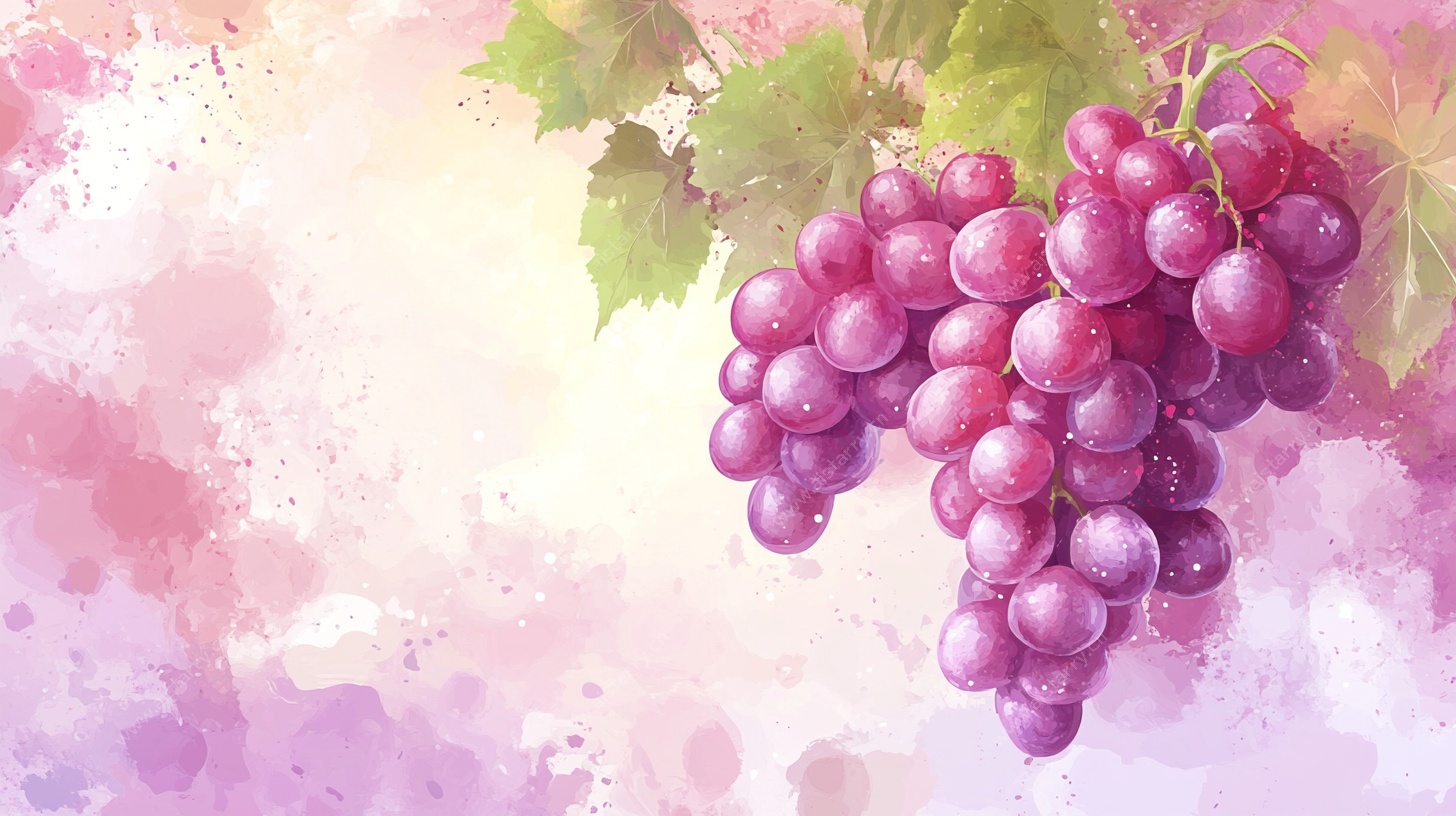 水彩风紫葡萄插画