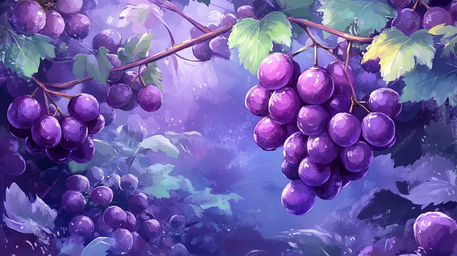 梦幻紫葡萄藤蔓插画