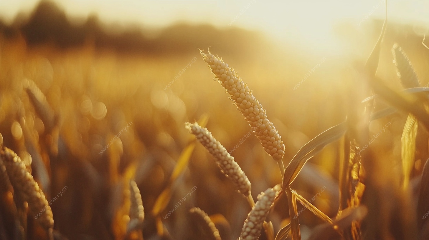 夕阳下的金黄麦田
