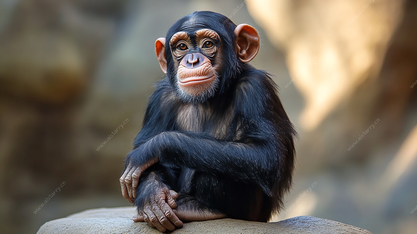 沉思的小黑猩猩