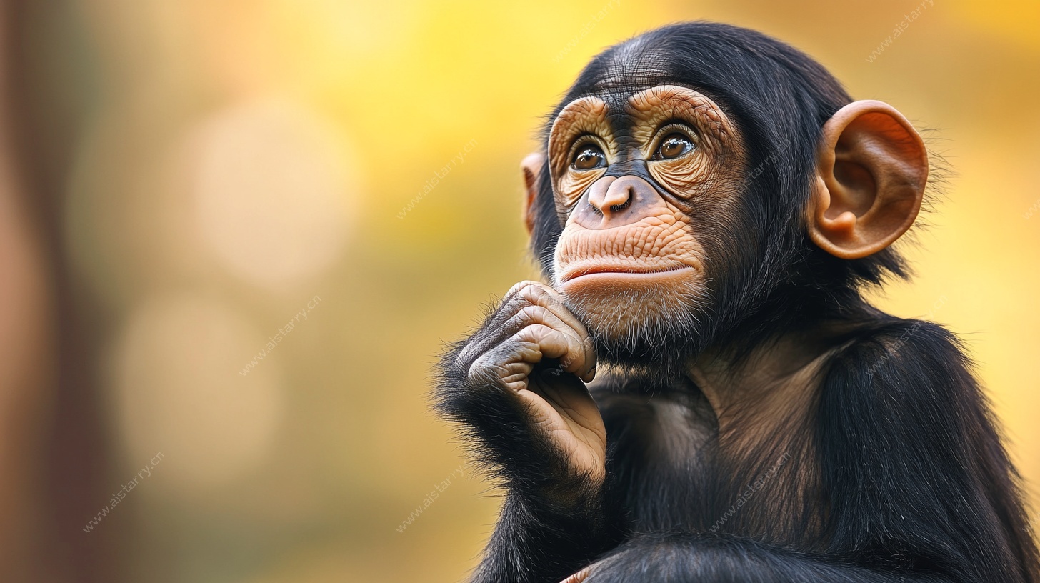 沉思的小黑猩猩