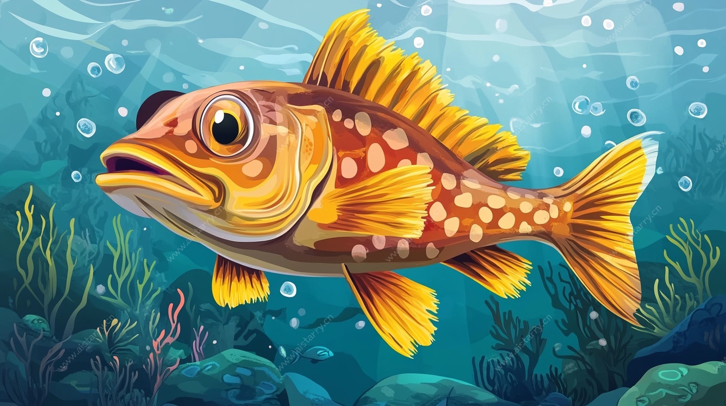 卡通深海鱼插画