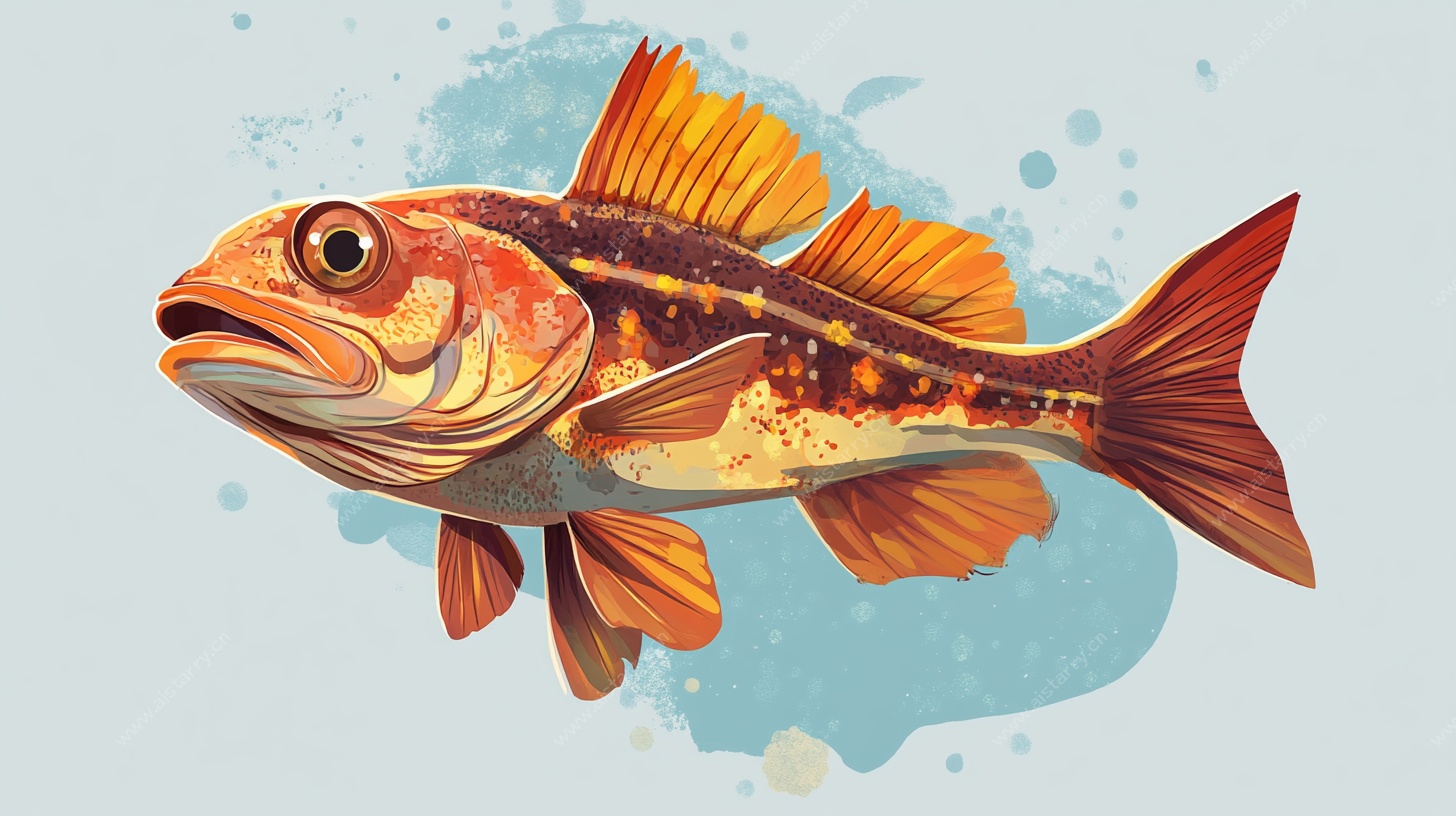 彩色手绘深海鱼插画