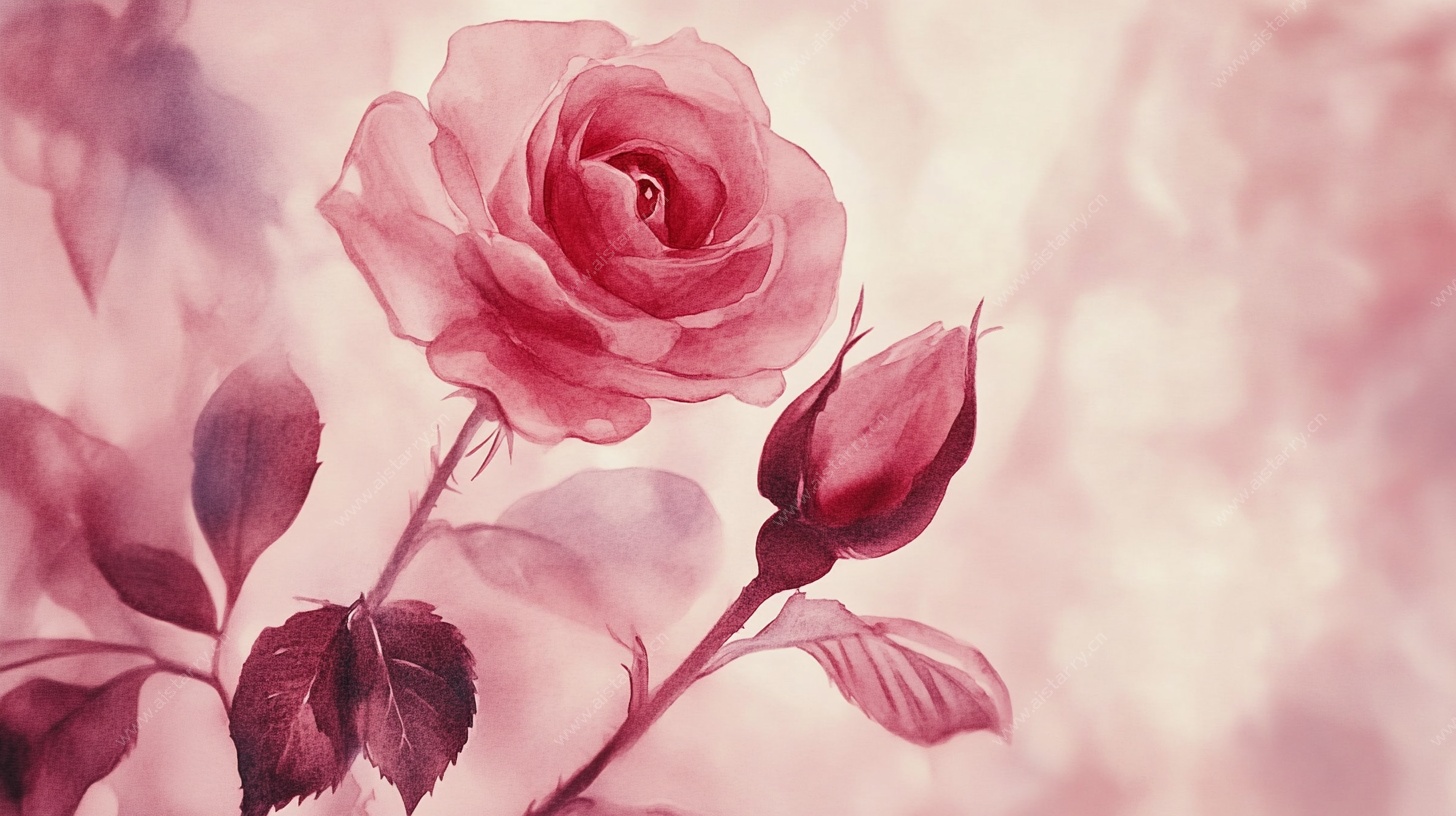 粉色梦幻玫瑰插画