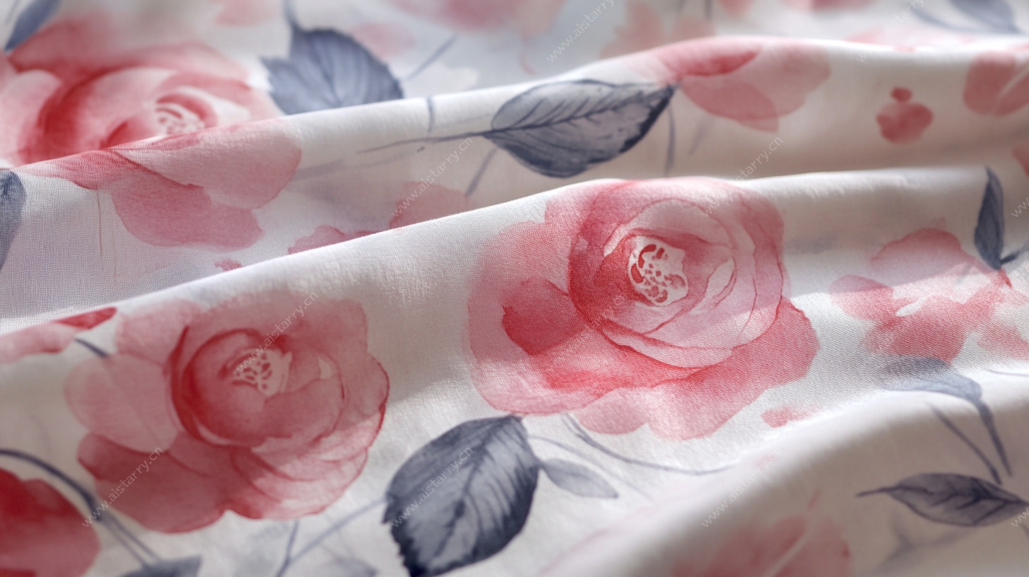 粉色玫瑰印花柔软布料
