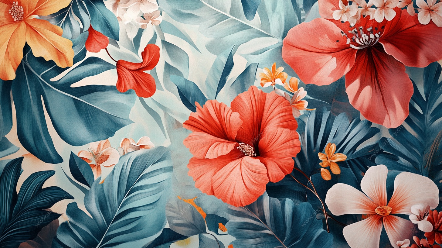 热带花卉梦幻插画