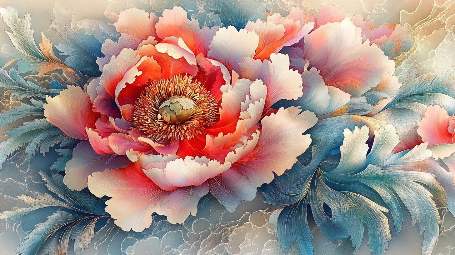 绚丽牡丹花卉艺术画