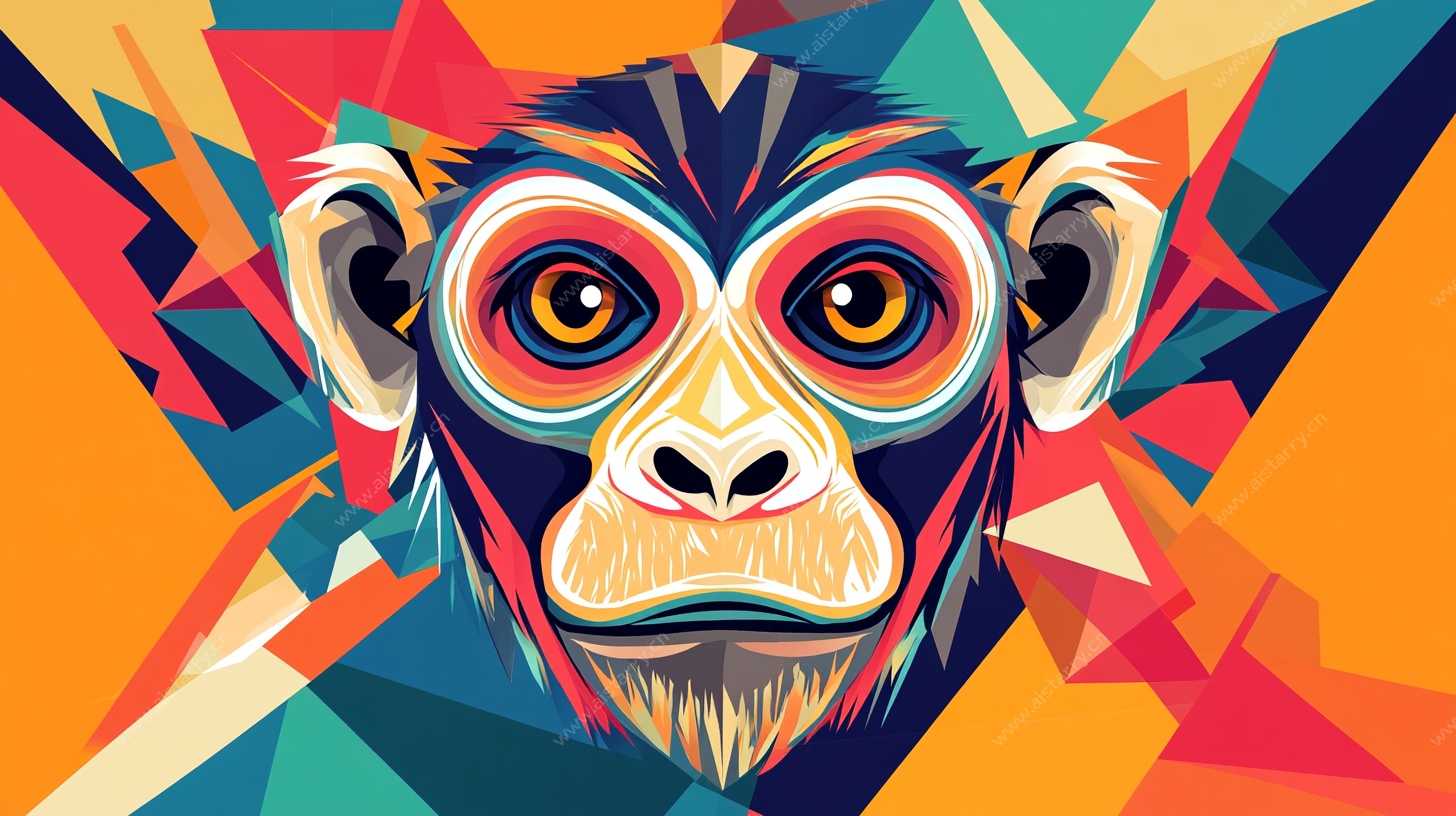 几何风多彩猴子头像