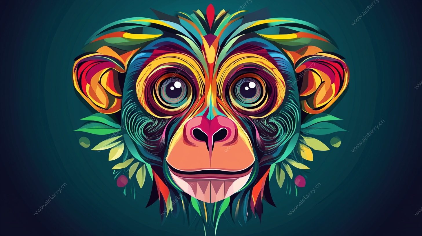 多彩几何风猴子头像