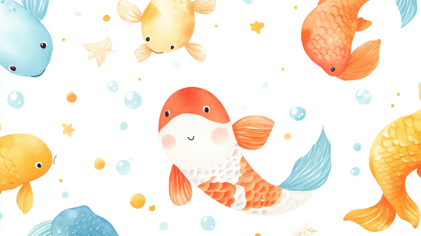 可爱锦鲤梦幻海洋插画