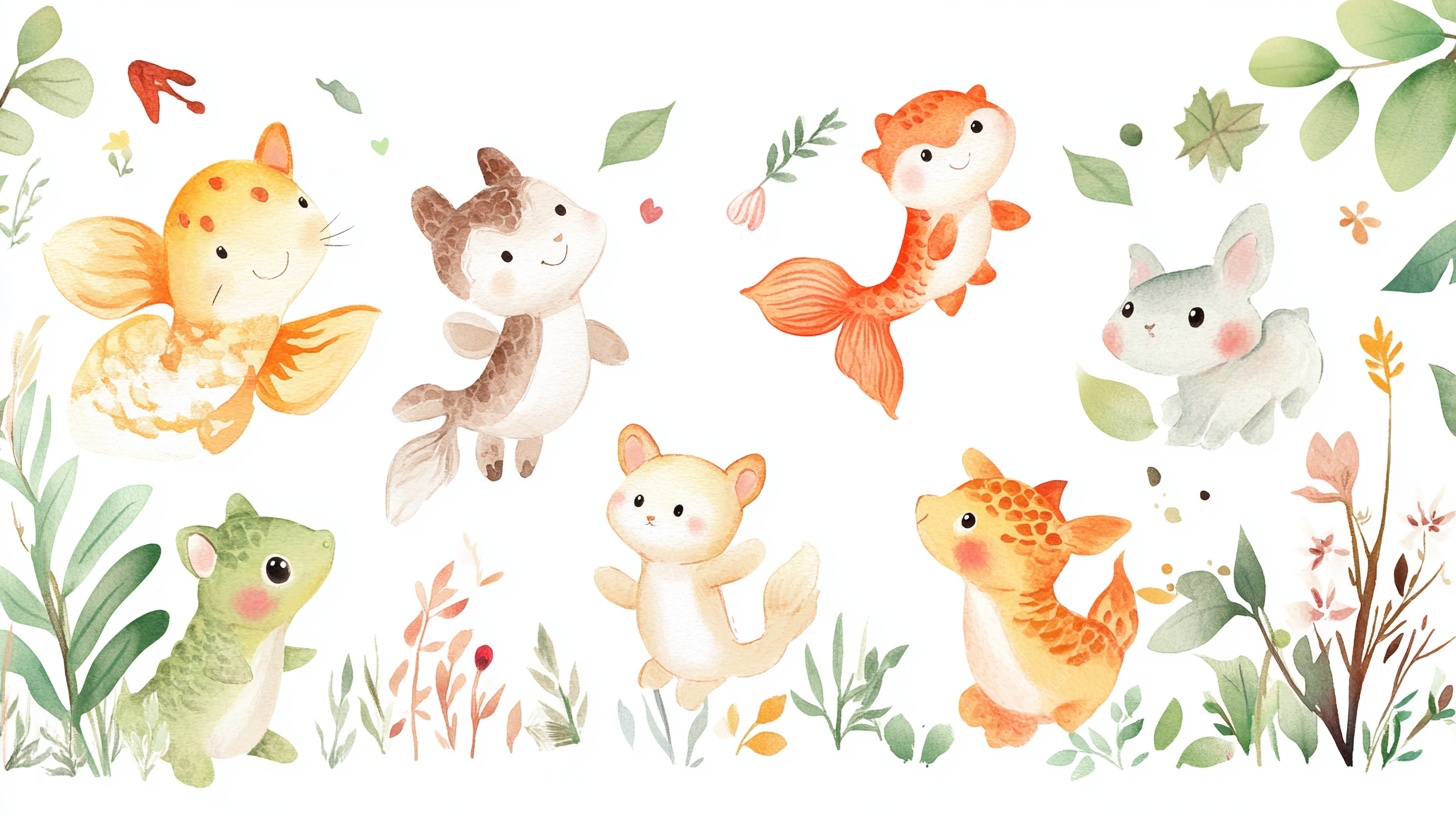 可爱小动物的森林聚会