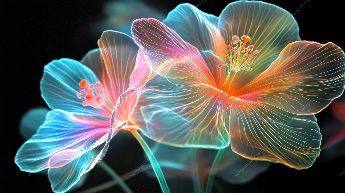 梦幻炫彩透明花卉图