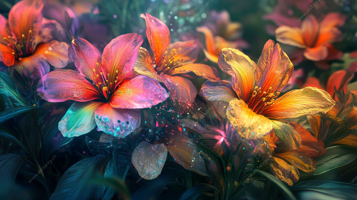 梦幻多彩花卉艺术图景