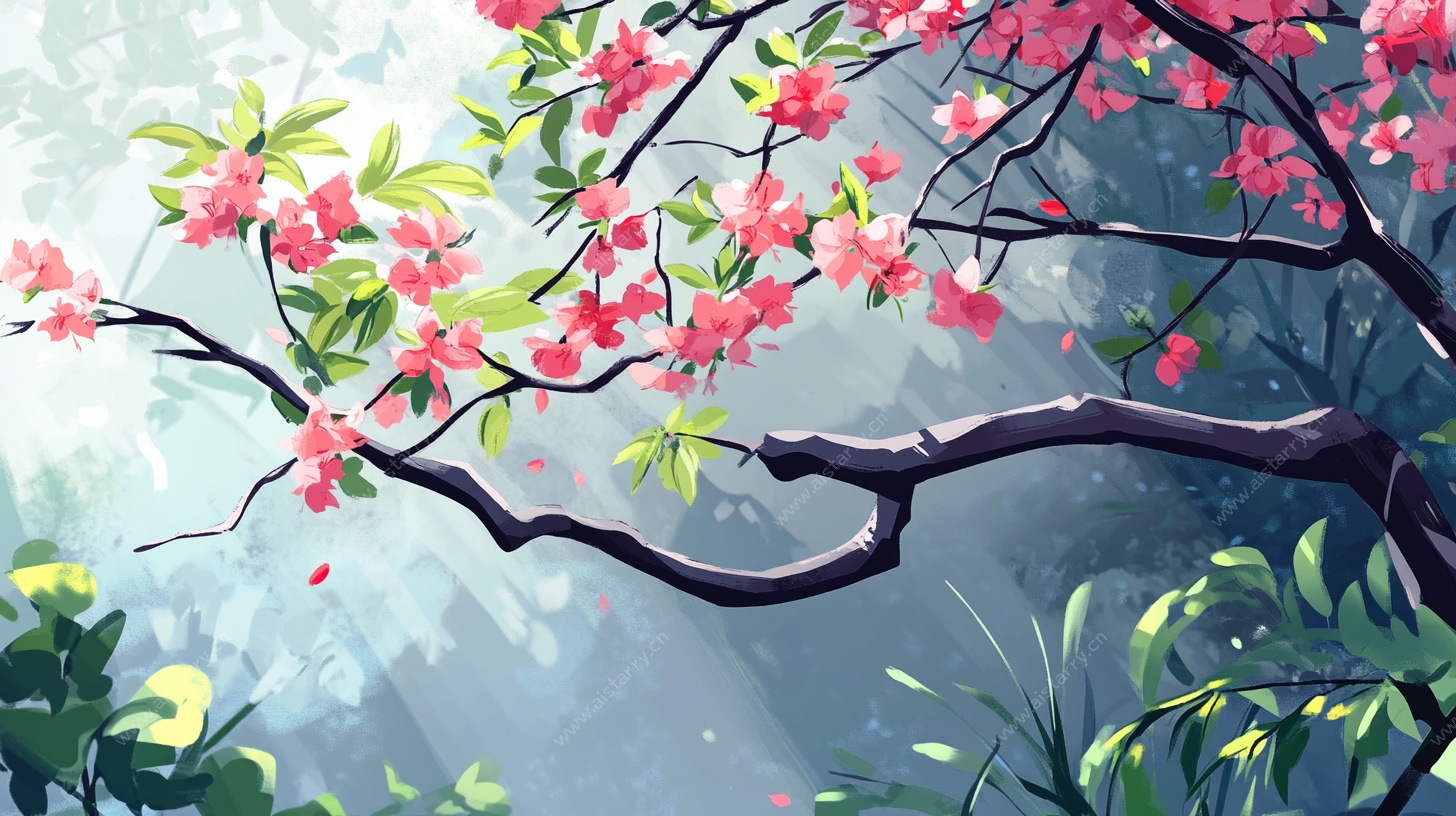 春日繁花枝头绘景