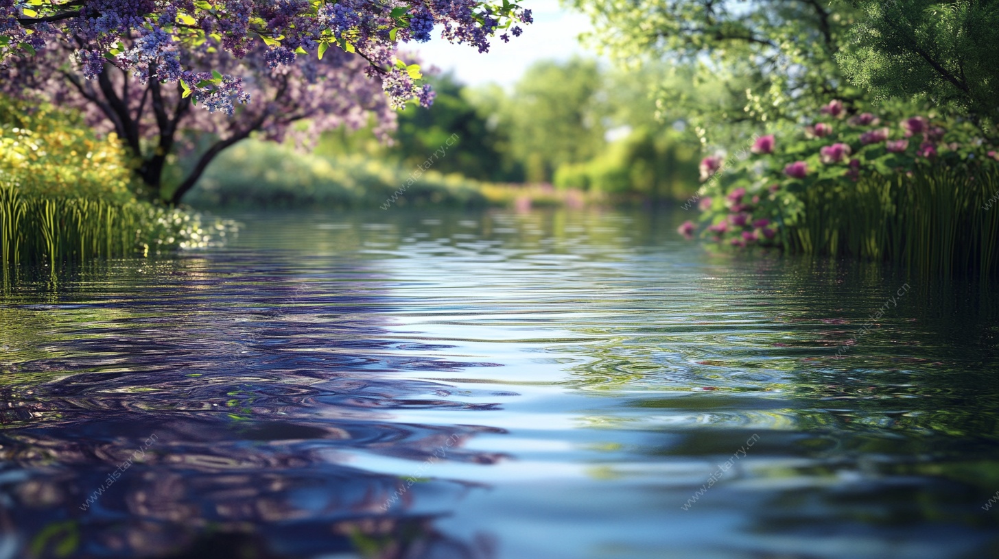 春日河畔美景图