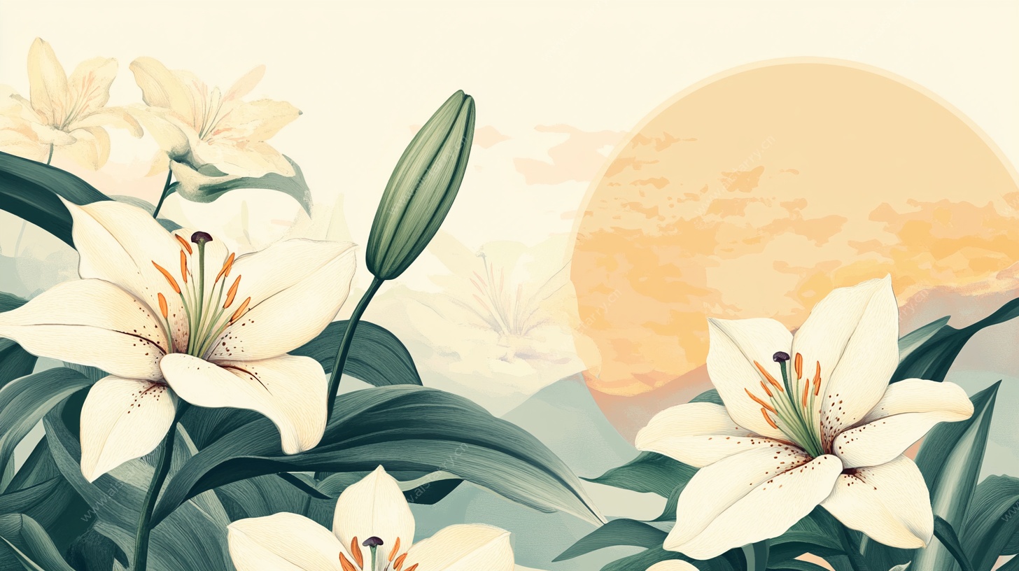 夕阳下的百合花绽放