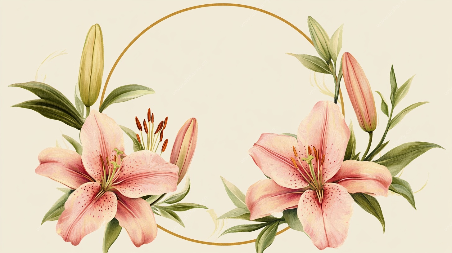 粉色百合花卉装饰图案