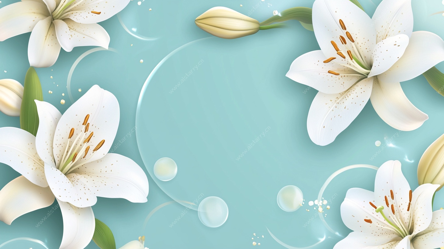 清新百合花卉背景图