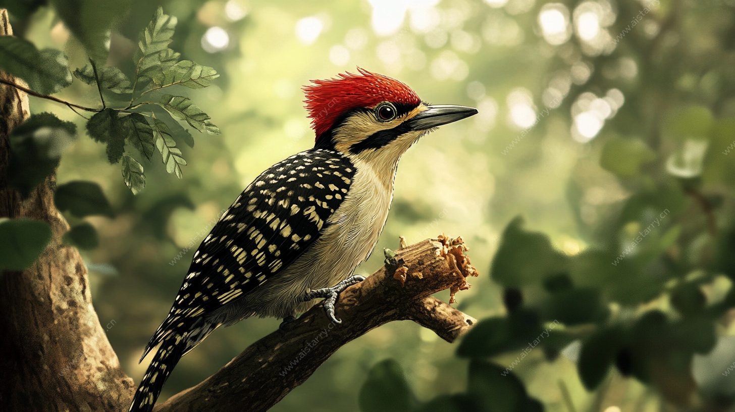 枝头啄木鸟特写