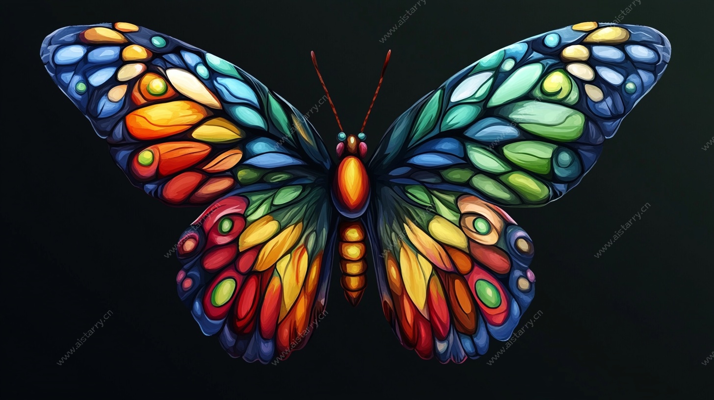 多彩梦幻蝴蝶插画