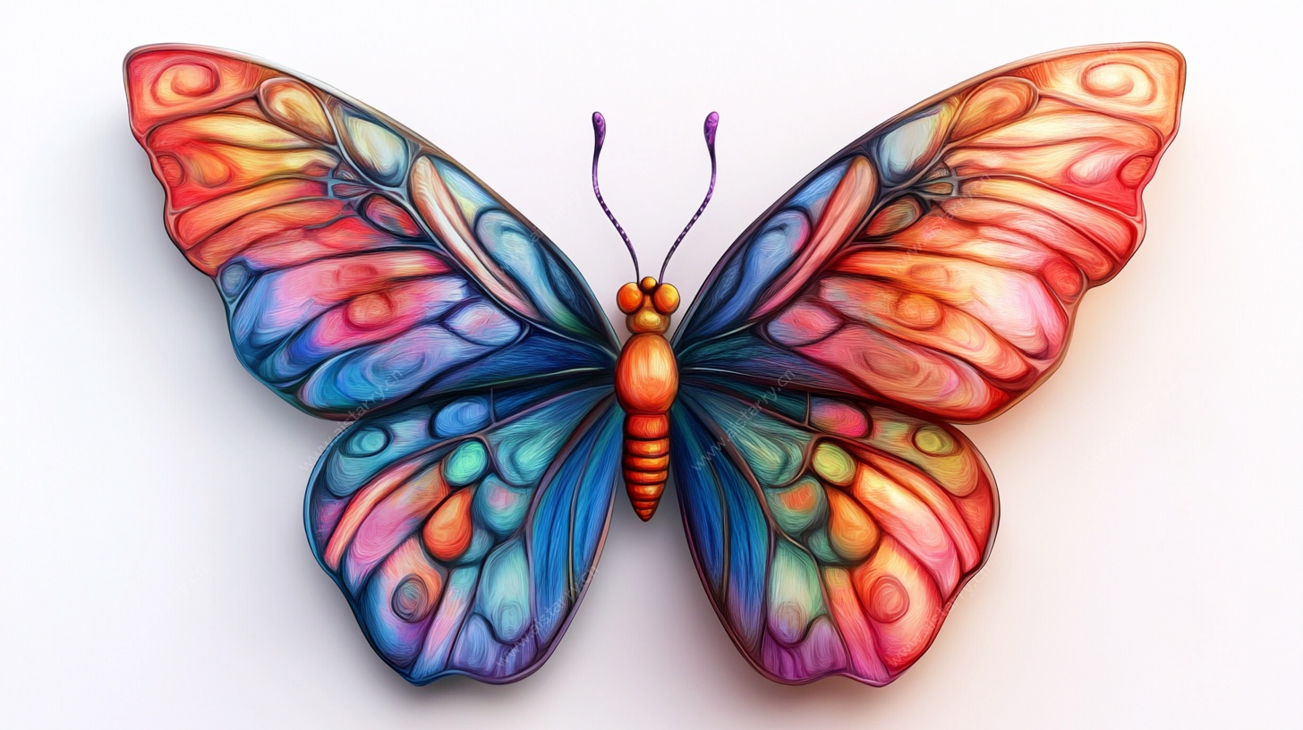 彩色梦幻蝴蝶艺术插画