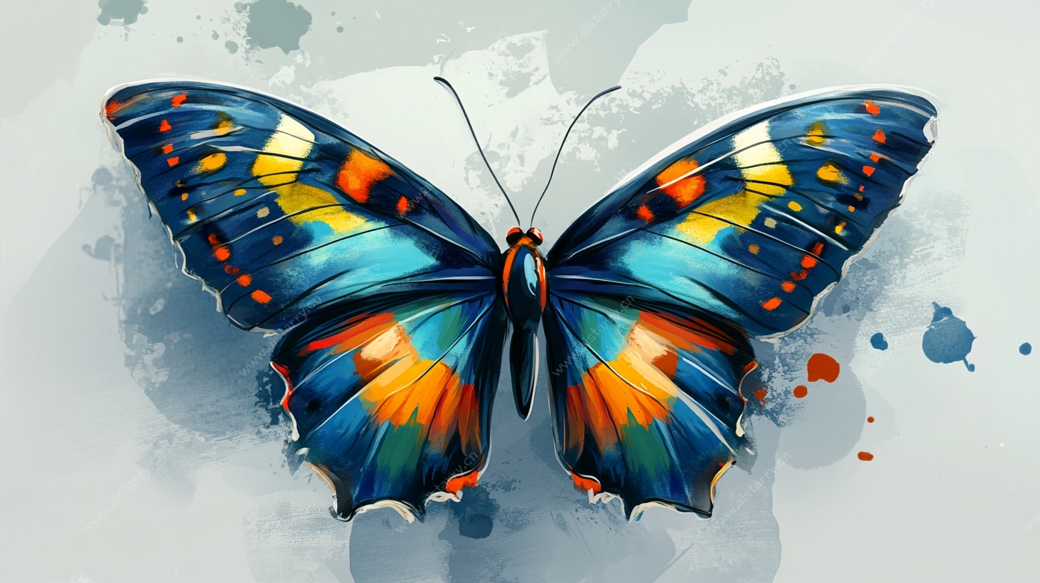 水彩风格斑斓蝴蝶图