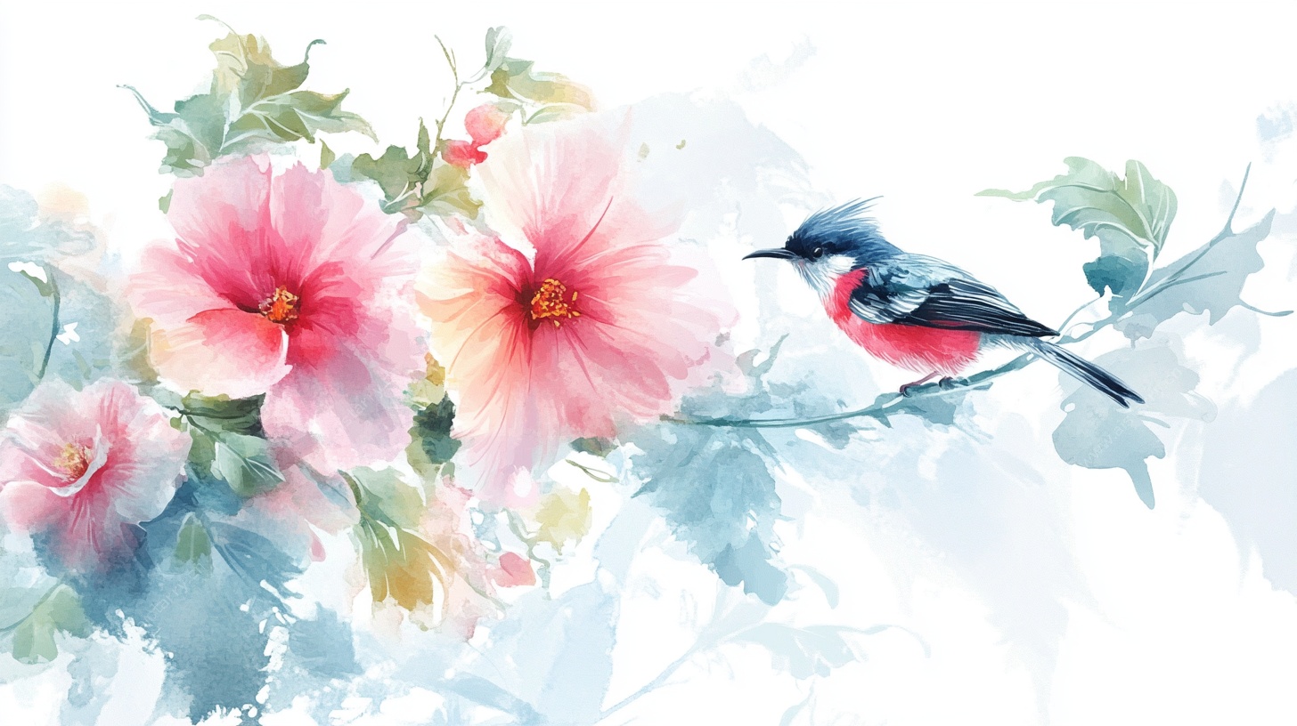 花鸟水彩画 灵动瞬间