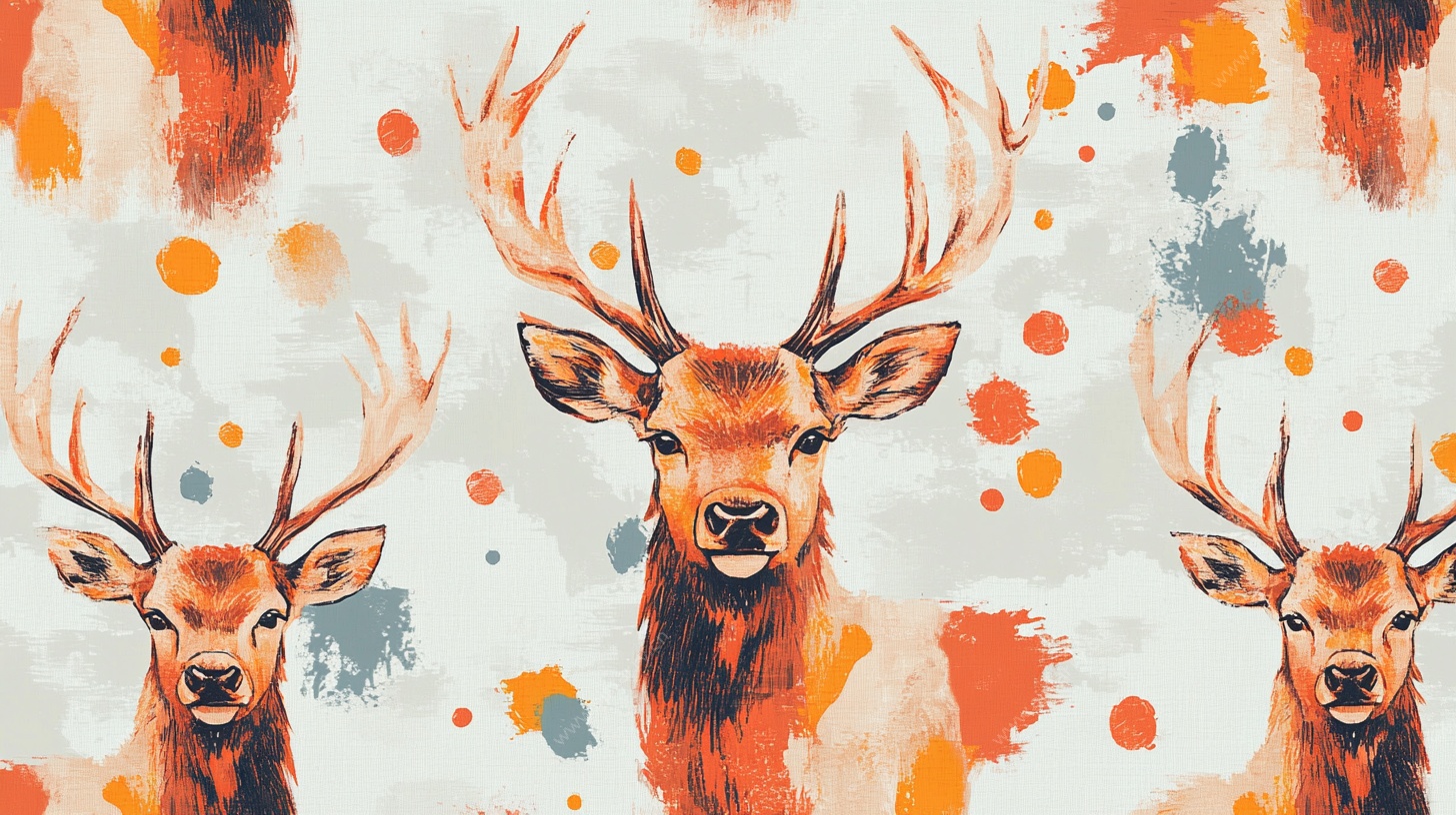 水彩麋鹿图案背景设计