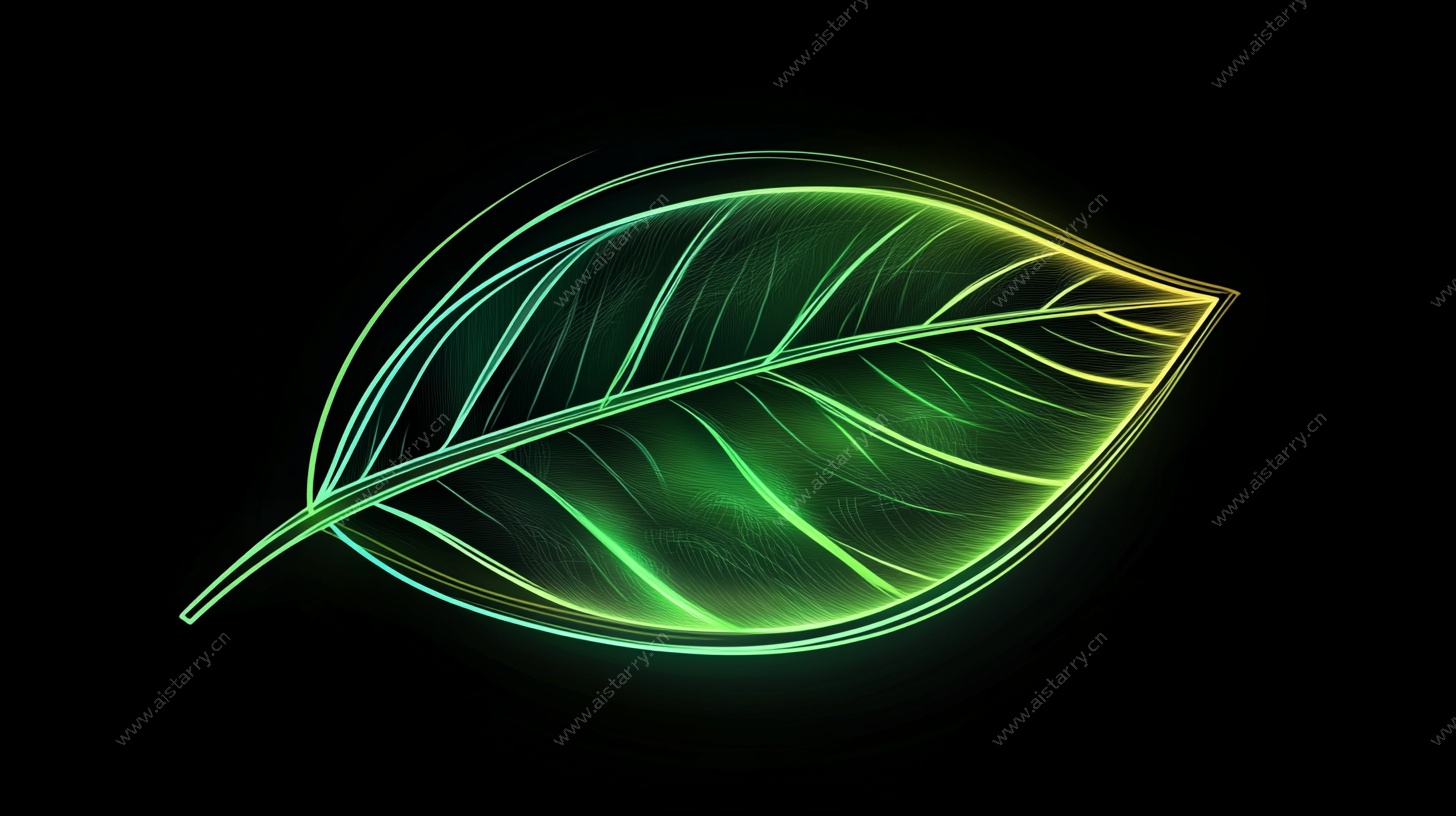 霓虹发光叶片艺术图像