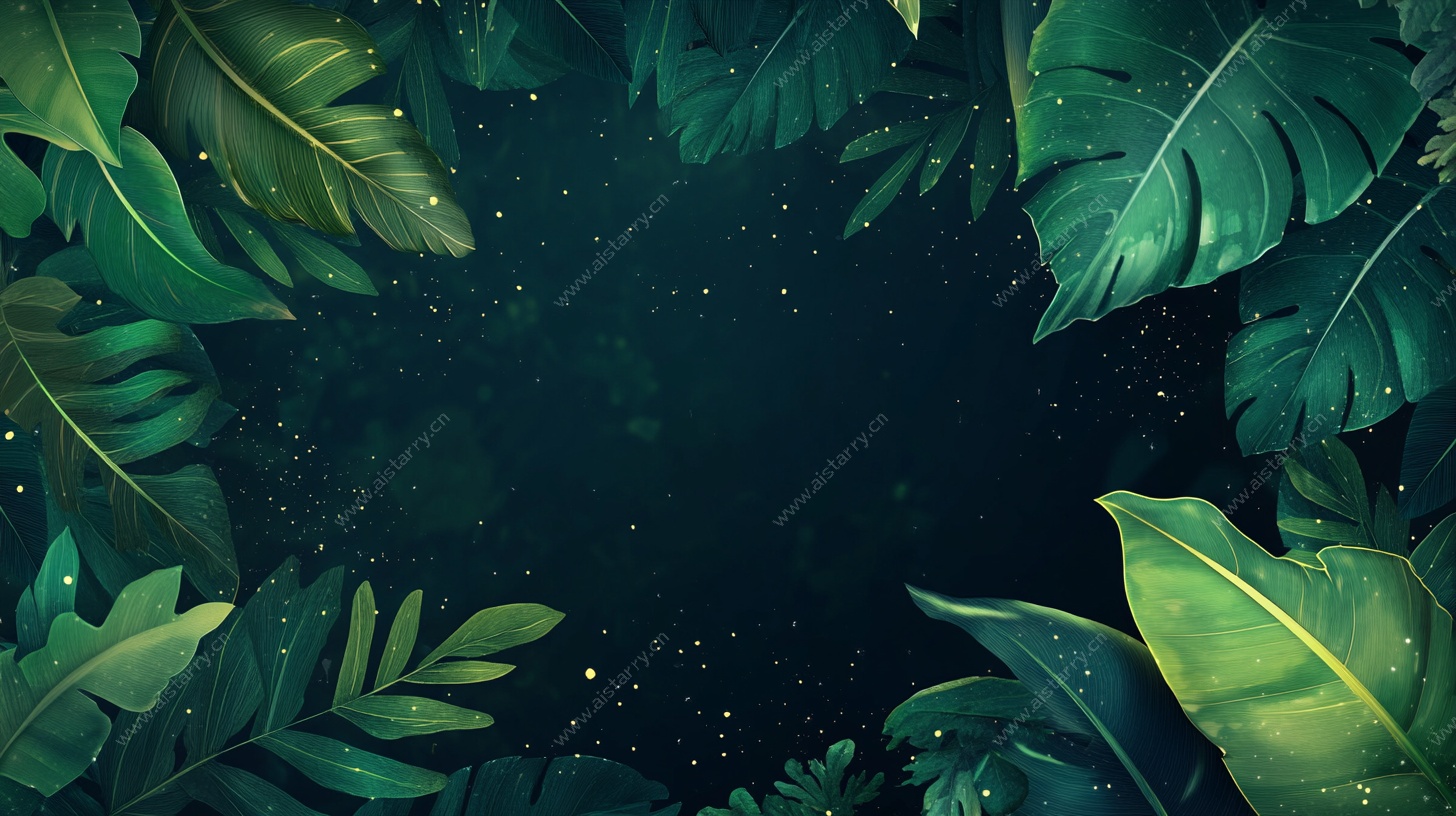 热带绿叶梦幻背景图