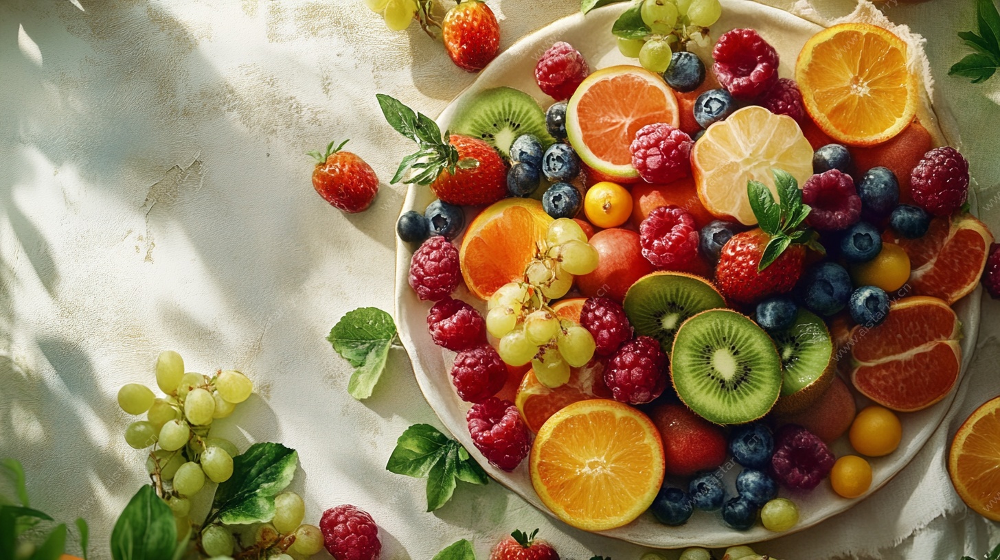 多彩鲜果拼盘 阳光下的美味