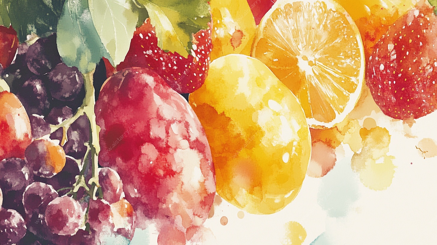 水彩缤纷水果绘