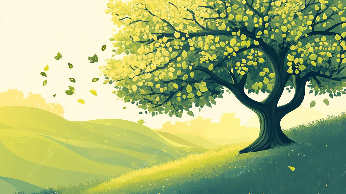 春日独树风景图