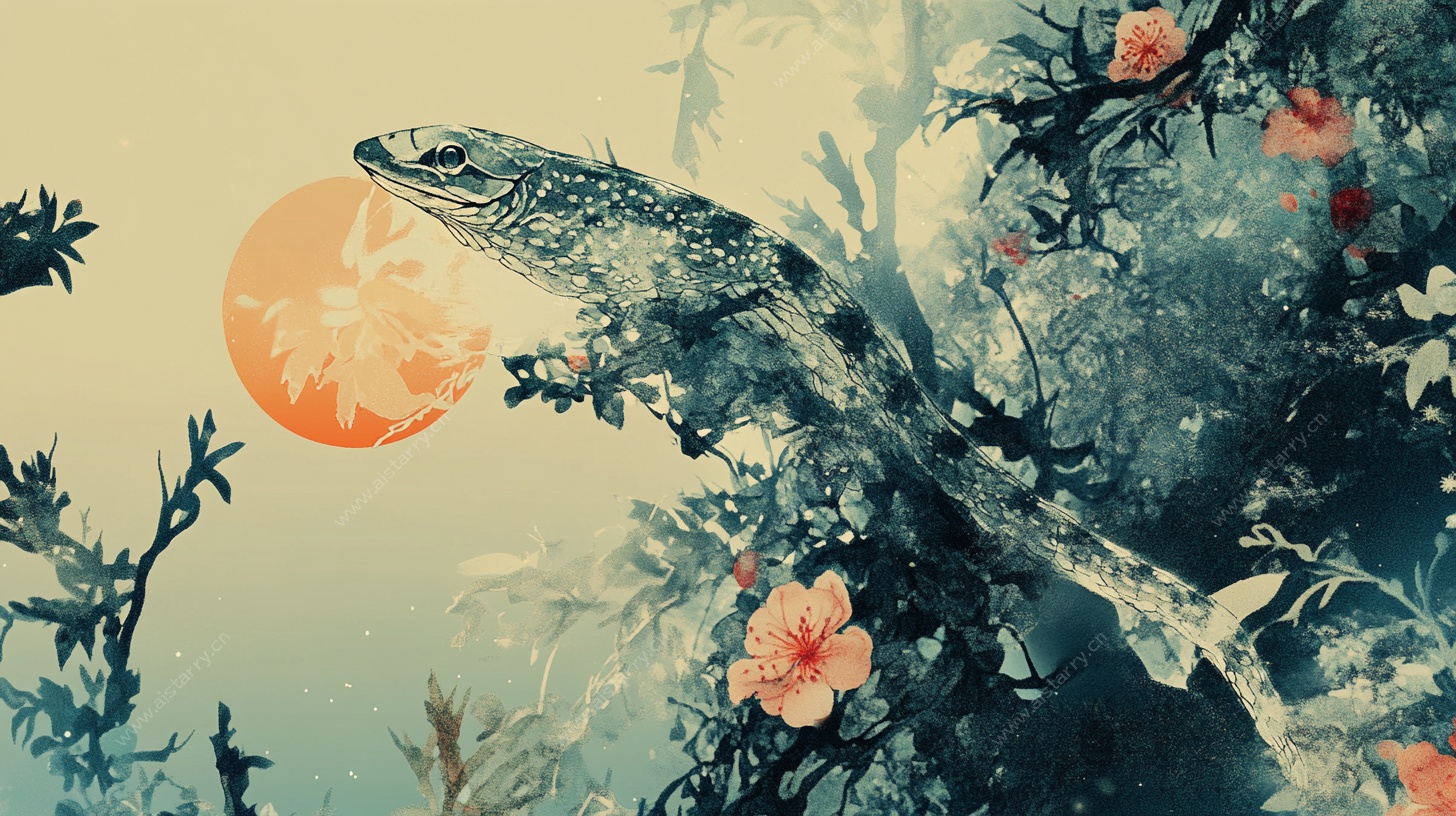 月夜蜥蜴栖花树