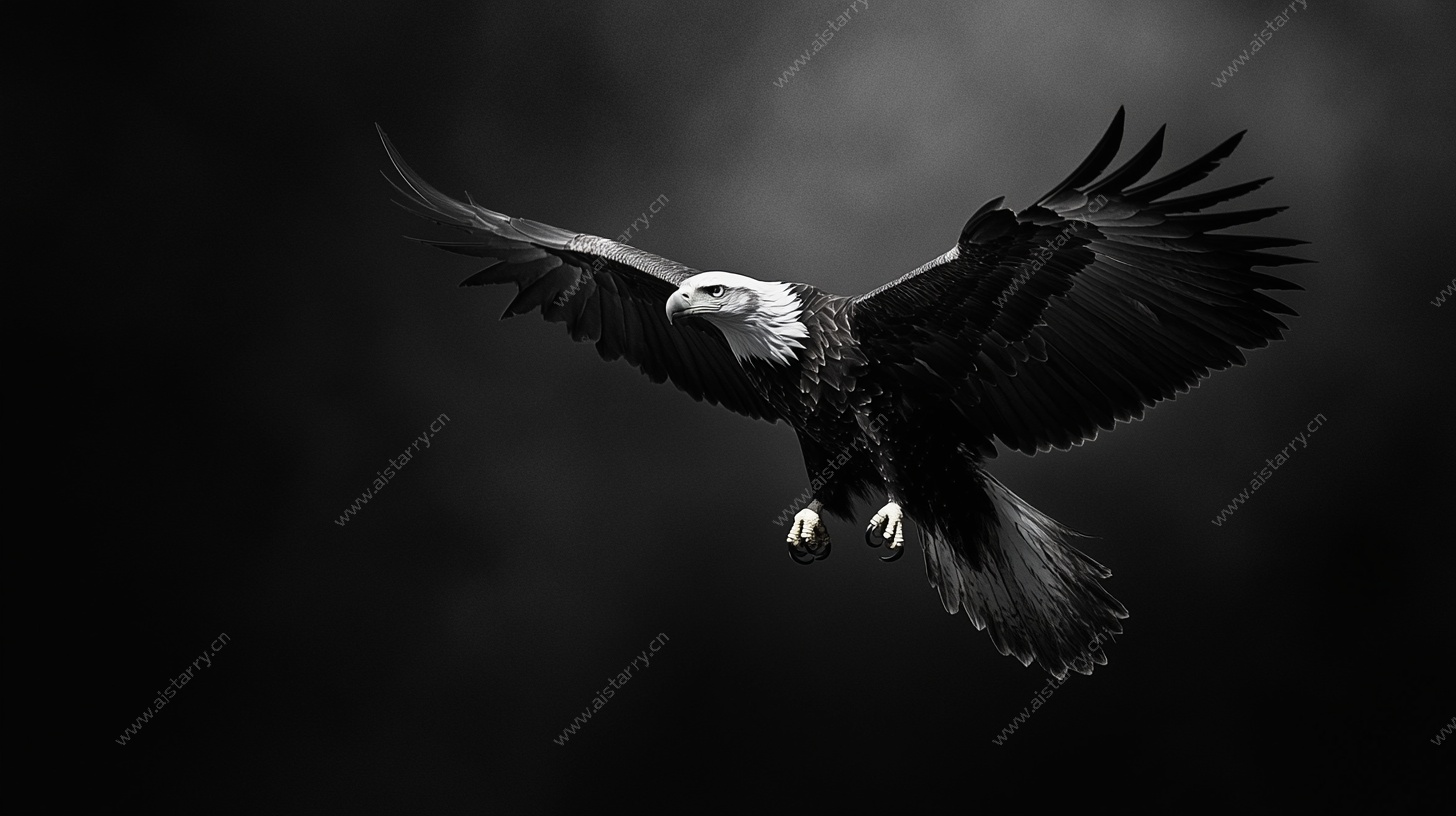 展翅翱翔的白头鹰