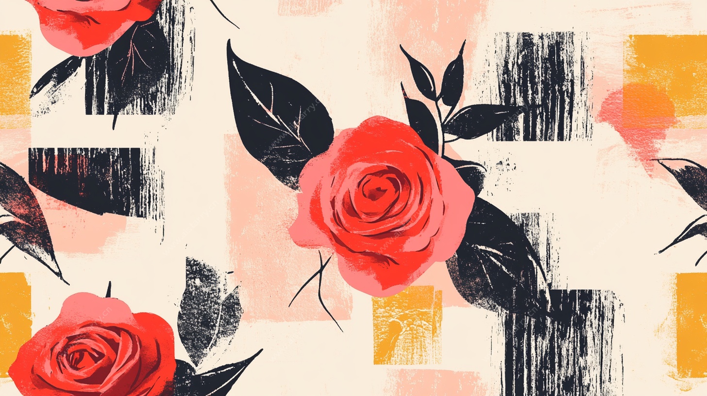 玫瑰抽象几何图案背景图