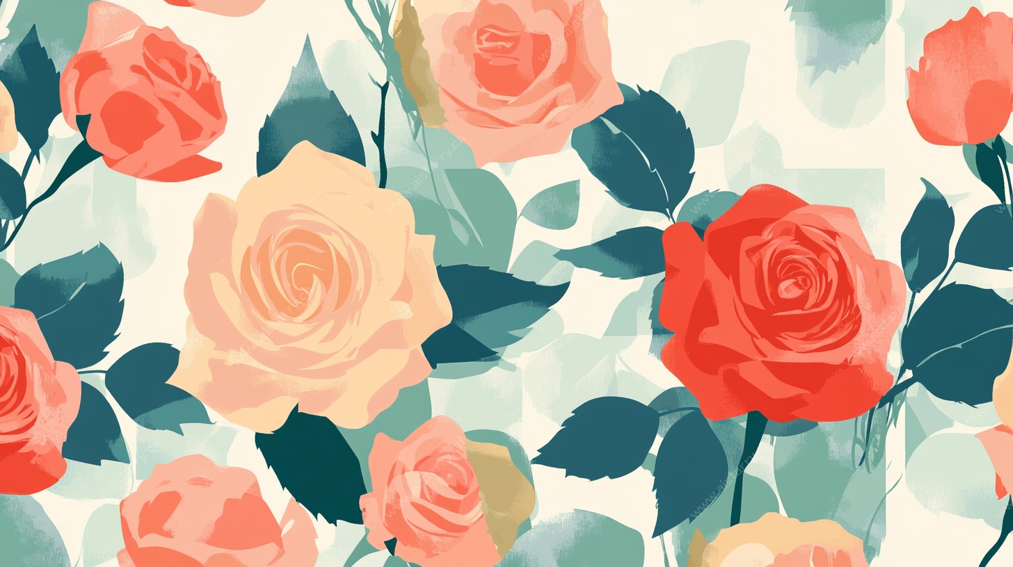 复古风玫瑰花卉图案