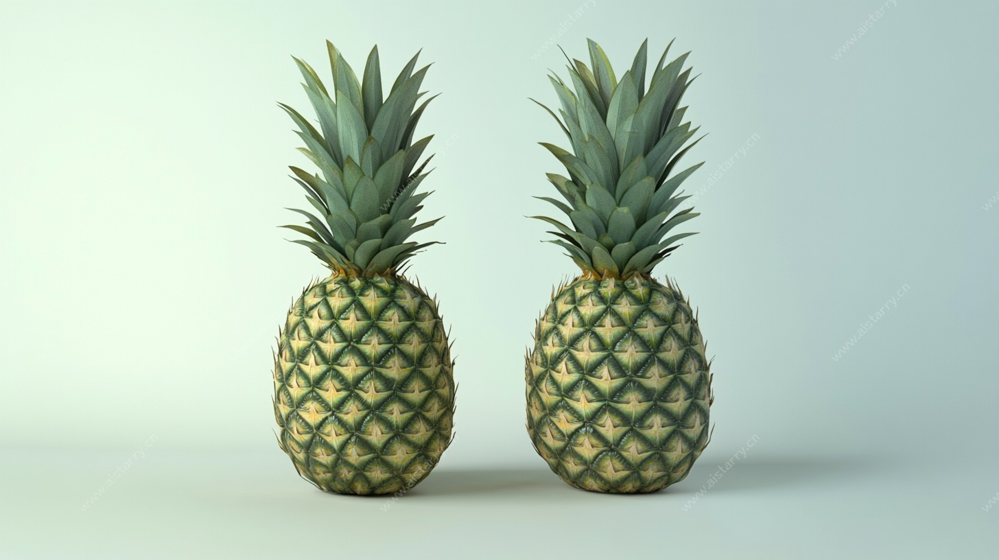 两个逼真3D菠萝模型