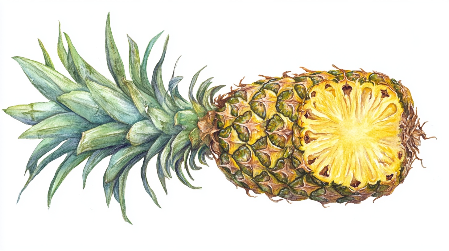 手绘切开的新鲜菠萝