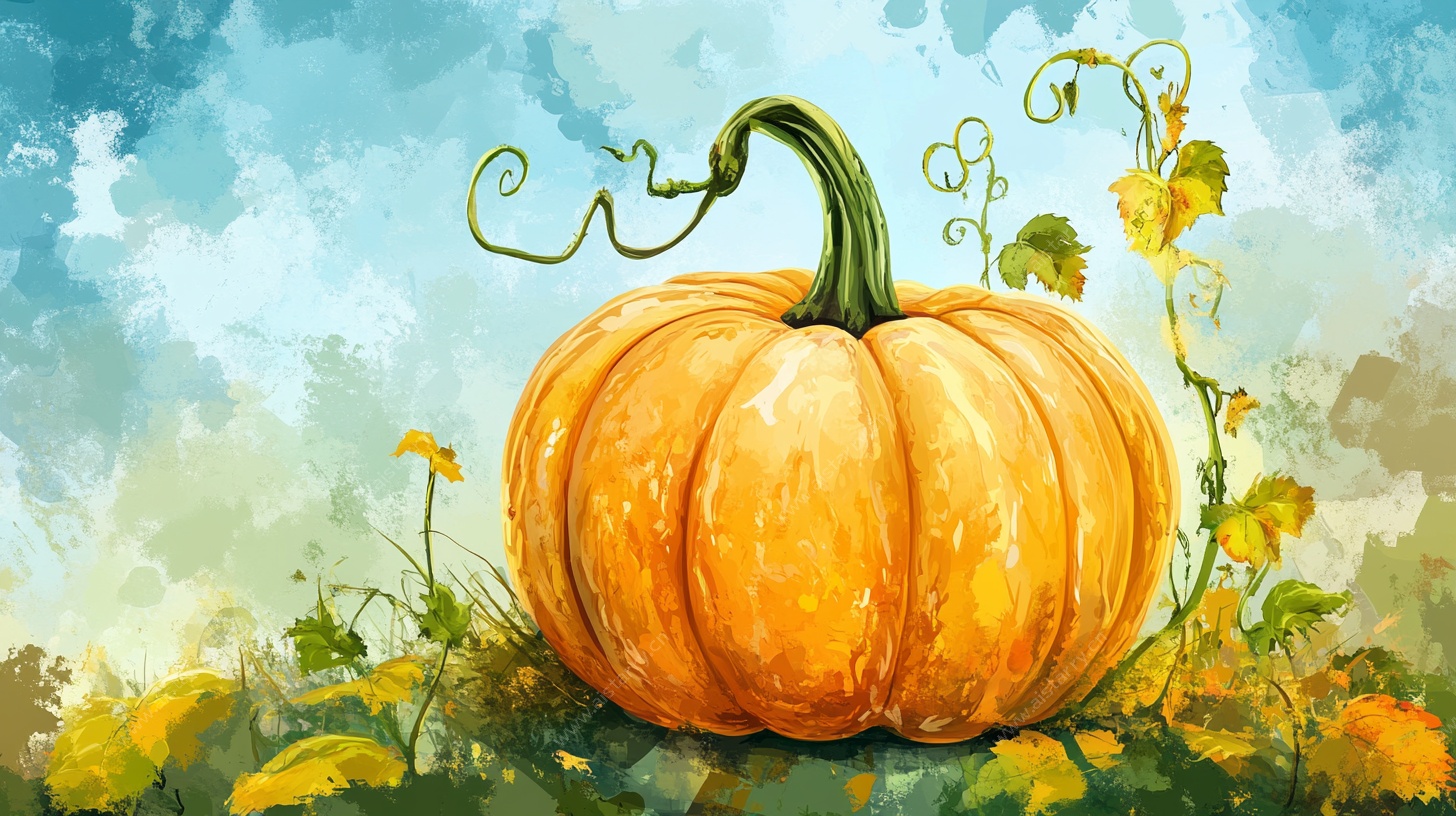 水彩风南瓜田园插画