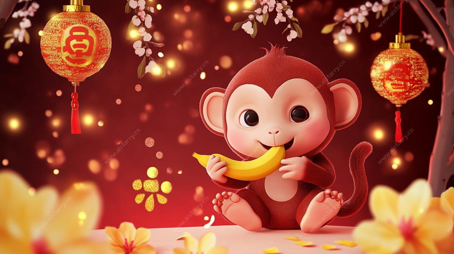 萌猴贺岁 喜庆新春景象
