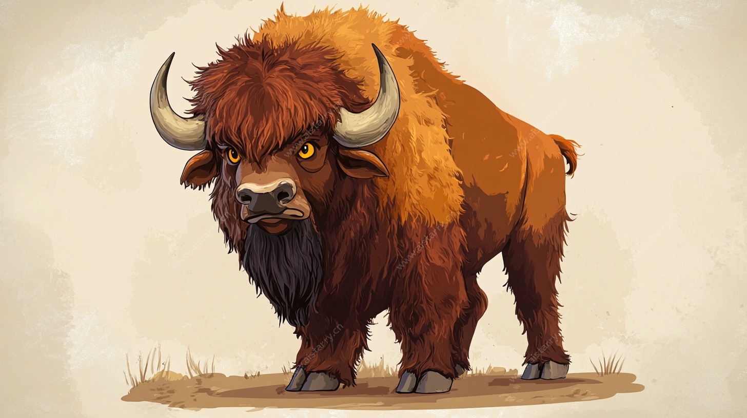 愤怒的野牛插画