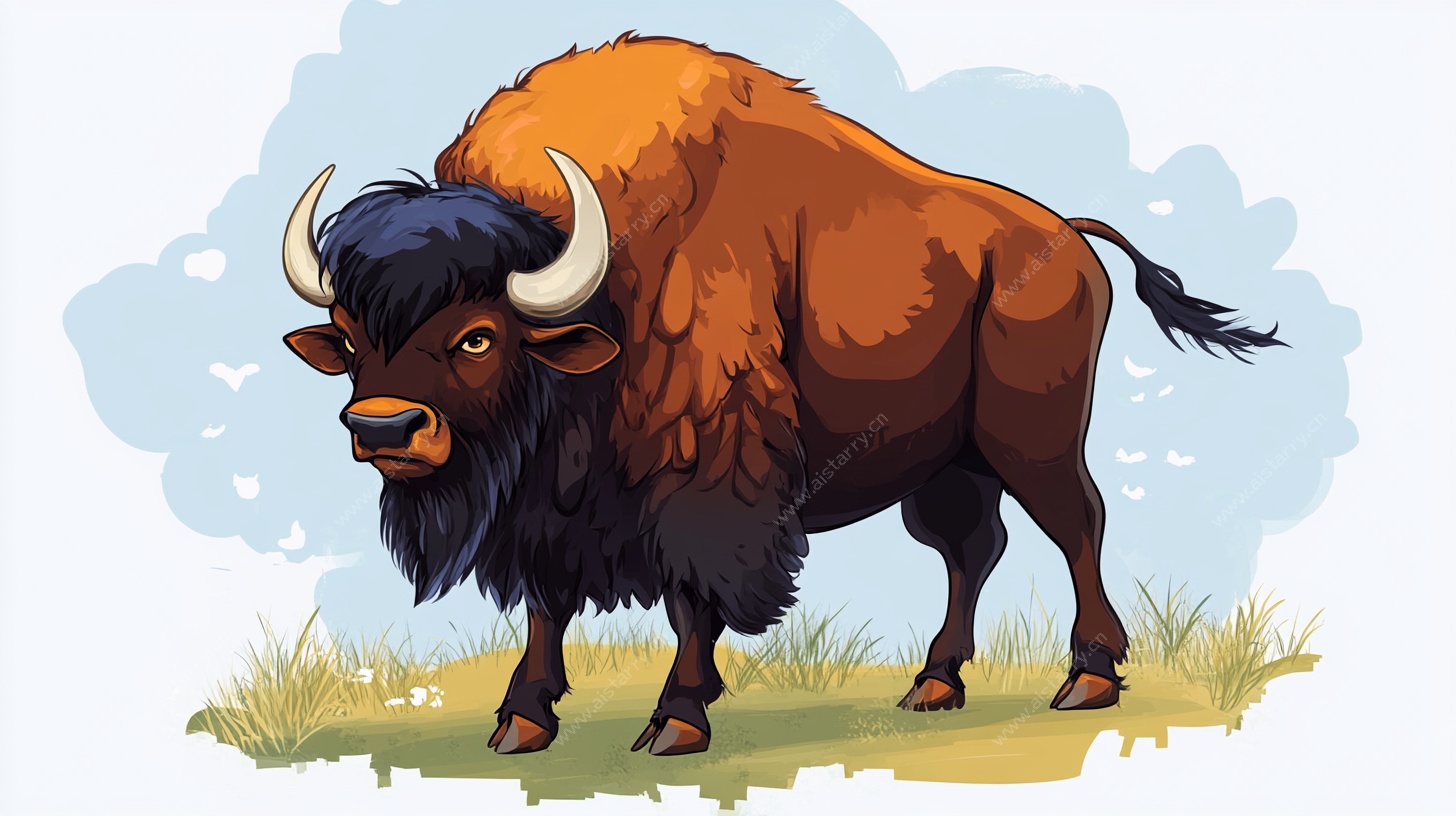 站立的野牛插画