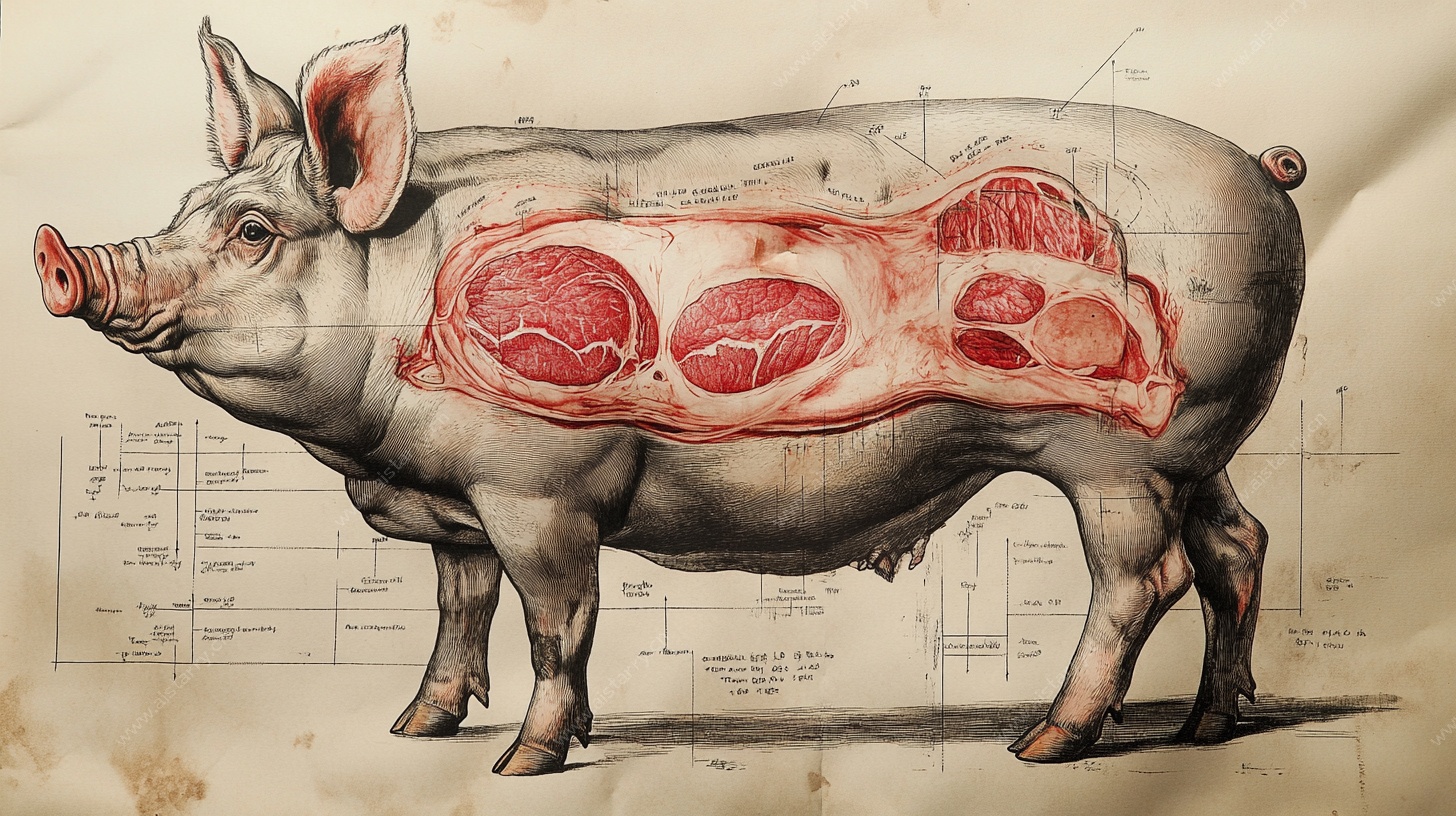 猪的解剖艺术示意图