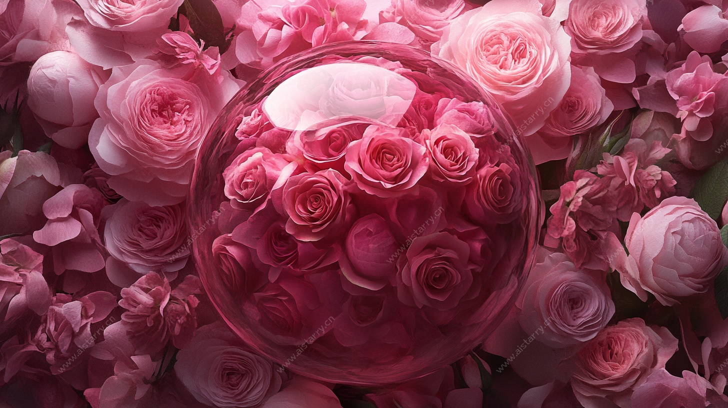 梦幻粉玫瑰玻璃球