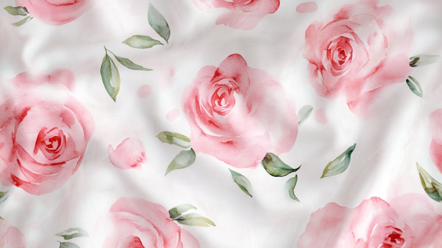 粉色玫瑰印花丝绸图案