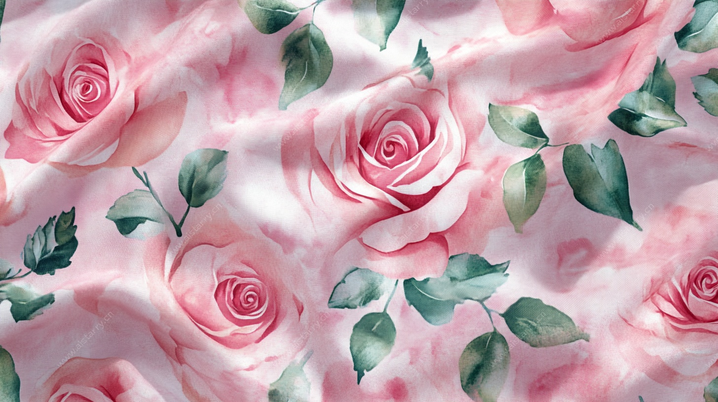 粉色玫瑰花卉图案布料